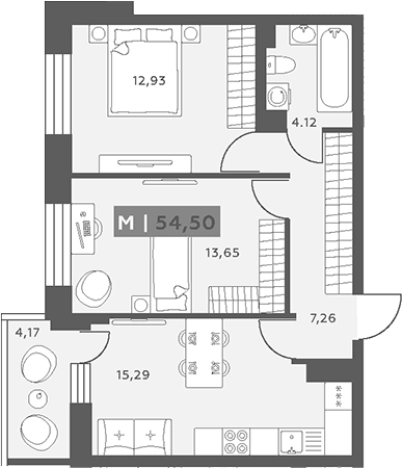 Купить двухкомнатную квартиру в ЖК Аквилон RekaPark в Ленинградской области. Вариант № 6217940, 0, площадь -  квм, цена 8605439 рублей