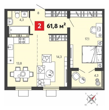 Купить двухкомнатную квартиру в ЖК Жилой комплекс "Радужные дворы" в Пензенской области. Вариант № 85789, 0, площадь -  квм, цена 6278880 рублей