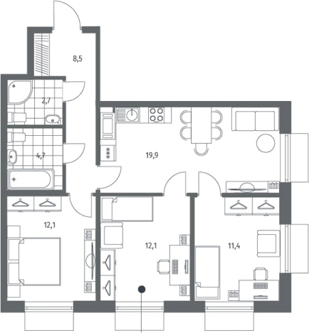 Купить многокомнатную квартиру в новостройках в ЖК Парусная 1 в Санкт-Петербурге. Вариант № 9324445, 0, площадь -  квм, цена 27506000 рублей