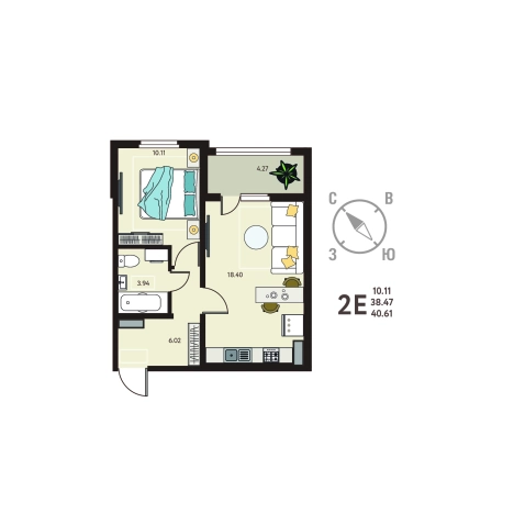 Купить квартиру в ЖК Зеленый Квартал Бабяково в Воронежской области. Вариант № 155035, 0, площадь -  квм, цена 4182830 рублей