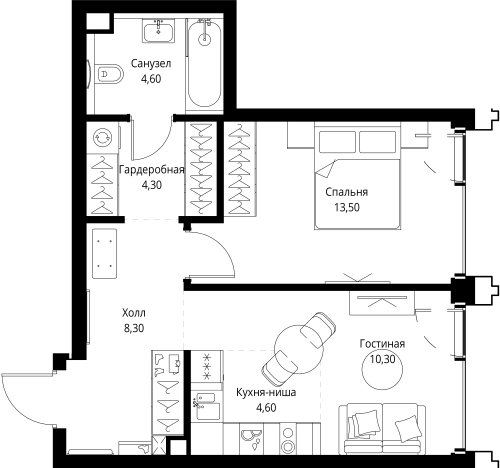 Купить однокомнатную квартиру в новостройках у метро Давыдково в Москве. Вариант № 10349640, 0, площадь -  квм, цена 29480400 рублей