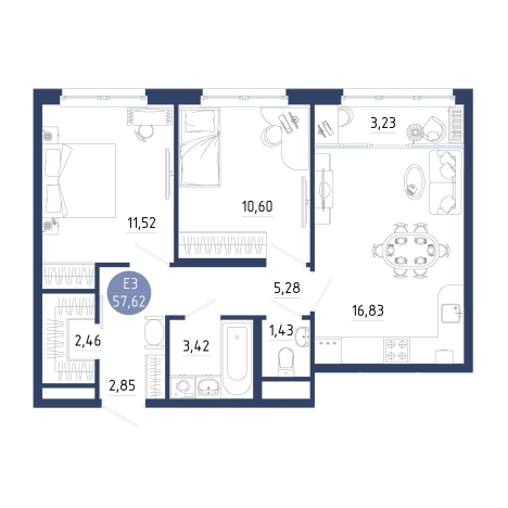 Купить двухкомнатную квартиру на улице проезд Бульвар Оптимистов в Рязанской области. Вариант № 102576, 0, площадь -  квм, цена 6797431 рублей