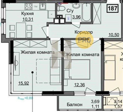 Купить двухкомнатную квартиру в ЖК Семья. Дом на Парковой в Ижевске. Вариант № 71560, 0, площадь -  квм, цена 4290000 рублей