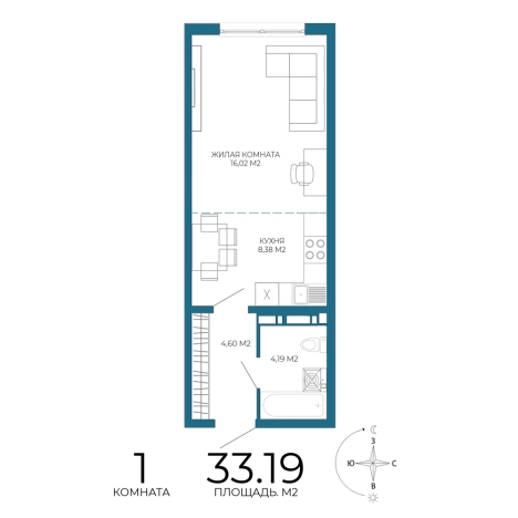 Купить однокомнатную квартиру в ЖК Жилой комплекс "Чаадаев" в Пензе. Вариант № 3445138, 0, площадь -  квм, цена 3053480 рублей