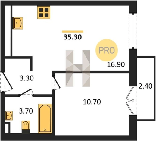 Купить однокомнатную квартиру в ЖК Хорошо в Ижевске. Вариант № 70404, 0, площадь -  квм, цена 2985000 рублей