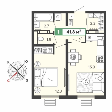 Купить однокомнатную квартиру в ЖК Город Спутник в Пензенской области. Вариант № 172676, 0, площадь -  квм, цена 3653320 рублей