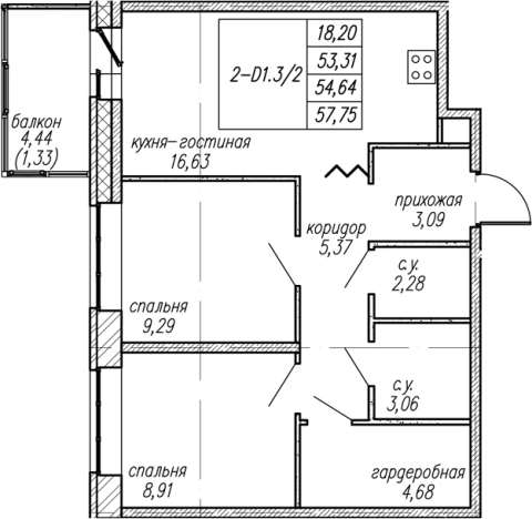 Купить трехкомнатную квартиру в ЖК Уютный в Ленинградской области. Вариант № 8064125, 0, площадь -  квм, цена 9144988 рублей