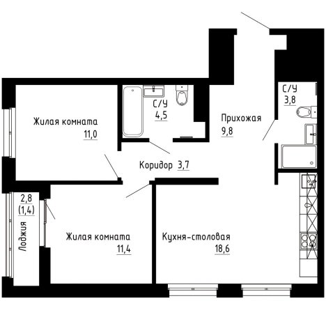Купить двухкомнатную квартиру в районе Первореченский в Владивостоке. Вариант № 9769272, 0, площадь -  квм, цена 15677640 рублей