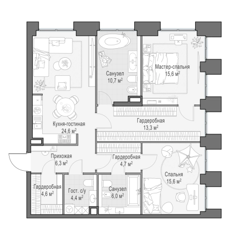 Купить трехкомнатную квартиру у метро Улица 1905 года в Москве. Вариант № 168697, 0, площадь -  квм, цена 109190000 рублей
