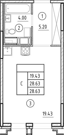 Купить Студию в ЖК Ассамблея в Санкт-Петербурге. Вариант № 6231351, 0, площадь -  квм, цена 12368160 рублей