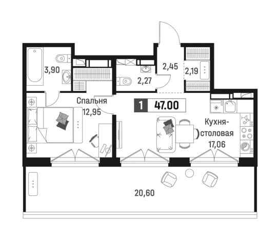 Купить двухкомнатную квартиру в Мурине. Вариант № 6867554, 0, площадь -  квм, цена 8663516 рублей