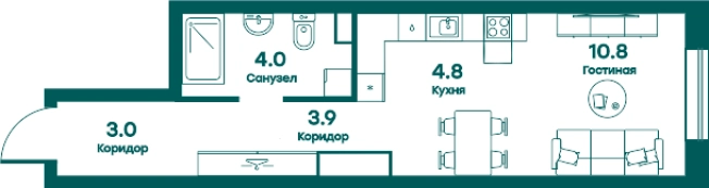 . Вариант № 140784, 0, площадь - 26.5 квм, цена 5064150 рублей