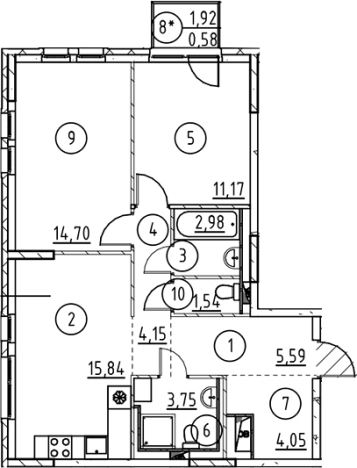 Купить квартиру в новостройках у метро Пролетарская в Ленинградской области. Вариант № 6897771, 0, площадь -  квм, цена 10920774 рублей