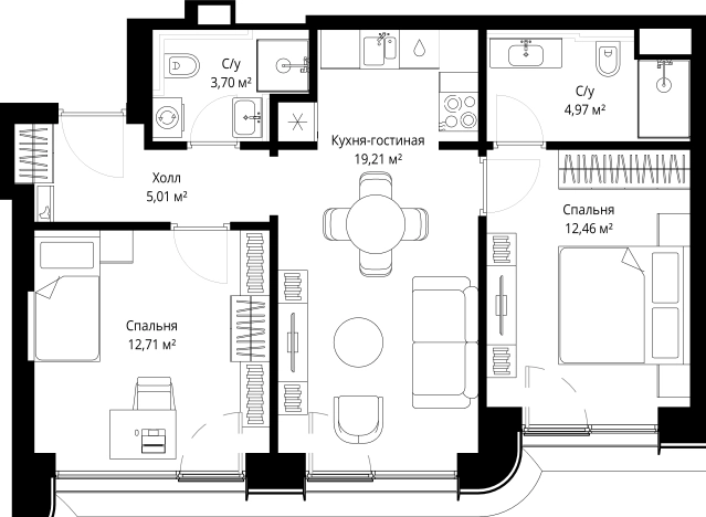 Купить двухкомнатную квартиру в новостройках в ЖК City Bay в Москве. Вариант № 1639838, 0, площадь -  квм, цена 29458637 рублей