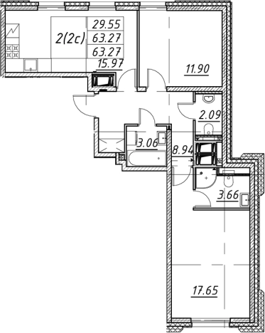 Купить трехкомнатную квартиру у метро Елизаровская в Санкт-Петербурге. Вариант № 7850110, 0, площадь -  квм, цена 19732900 рублей