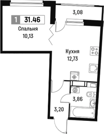 Купить однокомнатную квартиру у метро Девяткино в Мурине. Вариант № 6212672, 0, площадь -  квм, цена 5684107 рублей