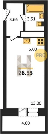 Купить Студию в районе Устиновский в Ижевске. Вариант № 65287, 0, площадь -  квм, цена 2450600 рублей