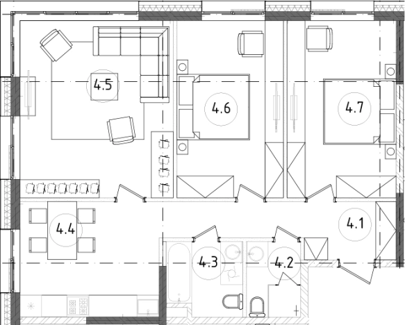 Купить трехкомнатную квартиру в районе Хорошёвский в Москве. Вариант № 63064, 0, площадь -  квм, цена 23202700 рублей