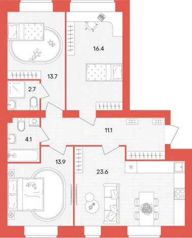 Купить трехкомнатную квартиру в ЖК Жилой комплекс "Кантри" в Пензенской области. Вариант № 2625914, 0, площадь -  квм, цена 7884400 рублей