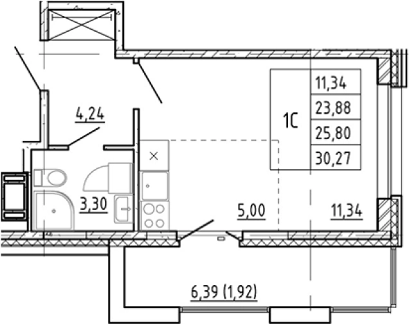 Купить Студию у метро Проспект Ветеранов в Ленинградской области. Вариант № 7268078, 0, площадь -  квм, цена 4788888 рублей