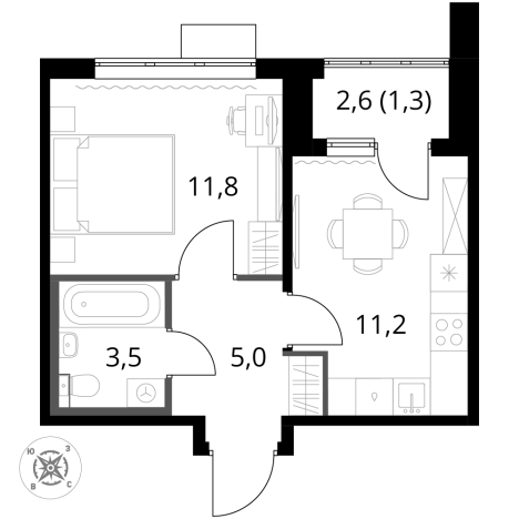 Купить однокомнатную квартиру на улице Юбилейный проспект в Химках. Вариант № 9825315, 0, площадь -  квм, цена 12250800 рублей