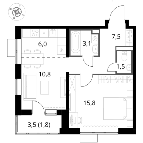 Купить двухкомнатную квартиру у метро Домодедовская в Видном. Вариант № 9905868, 0, площадь -  квм, цена 14861400 рублей