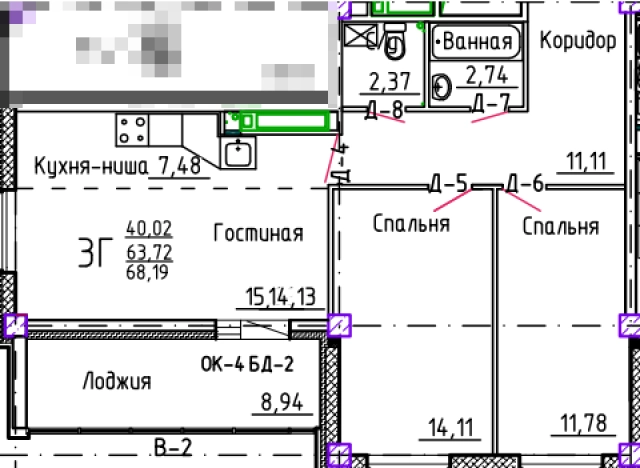 Купить трехкомнатную квартиру на улице Молодёжная в Республике Татарстан (татарстан). Вариант № 140094, 0, площадь -  квм, цена 9452089 рублей