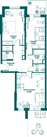 Купить трехкомнатную квартиру в Одинцове. Вариант № 75320, 0, площадь - квм, цена 13672283 рублей
