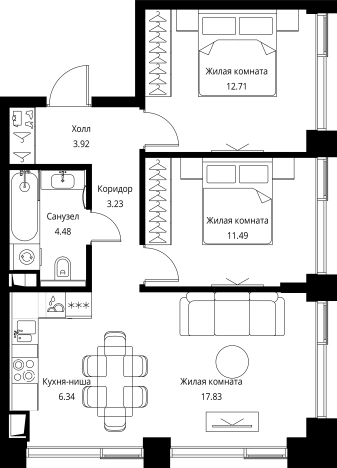 Купить двухкомнатную квартиру в СЗАО в Москве. Вариант № 141834, 0, площадь -  квм, цена 28508340 рублей