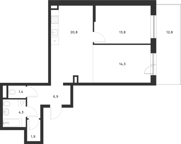 Купить двухкомнатную квартиру на улице Разведчика Дейча в Москве. Вариант № 10014512, 0, площадь -  квм, цена 21550000 рублей