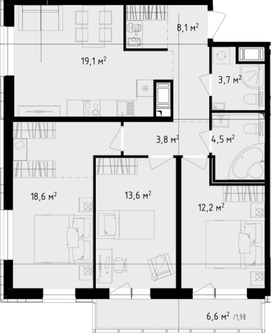 Купить трехкомнатную квартиру в новостройках в ЖК OKLA в Санкт-Петербурге. Вариант № 8165254, 0, площадь -  квм, цена 21212269 рублей