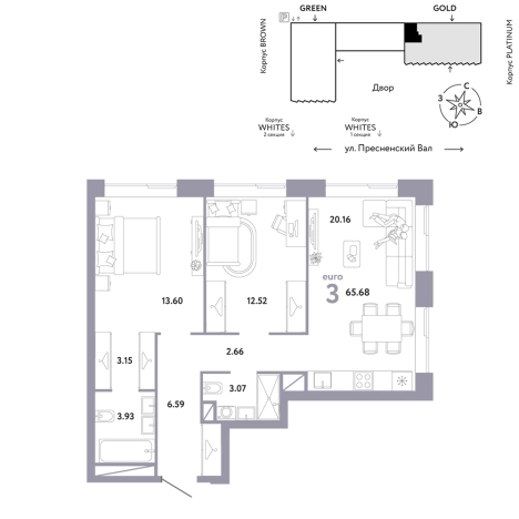 Купить трехкомнатную квартиру в ЖК Republic в Москве. Вариант № 10441344, 0, площадь -  квм, цена 53225400 рублей