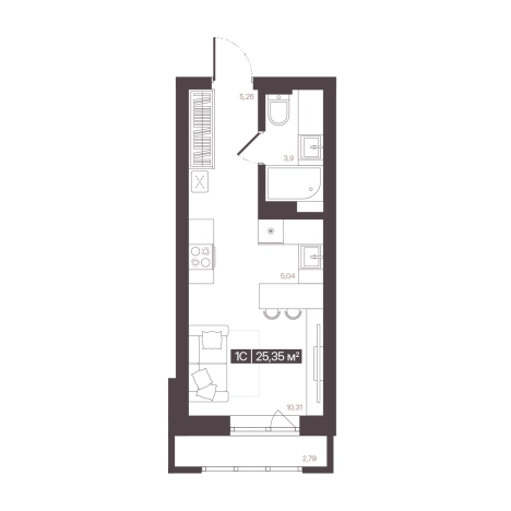 Купить однокомнатную квартиру в новостройках в Кемерове. Вариант № 170734, 0, площадь -  квм, цена 4462691 рублей