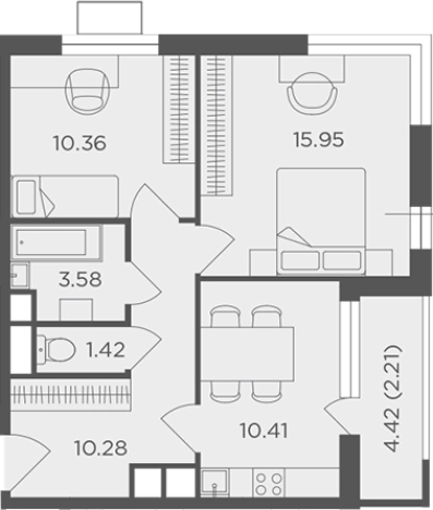 Купить двухкомнатную квартиру в Одинцове. Вариант № 113938, 0, площадь -  квм, цена 12810000 рублей