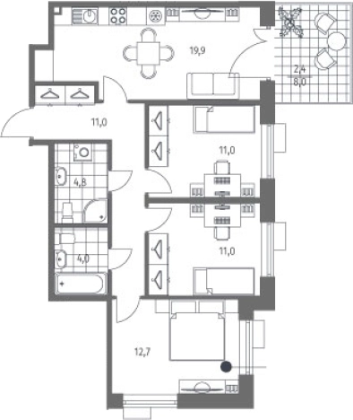 Купить многокомнатную квартиру в новостройках в ЖК Парусная 1 в Санкт-Петербурге. Вариант № 7265867, 0, площадь -  квм, цена 27363000 рублей