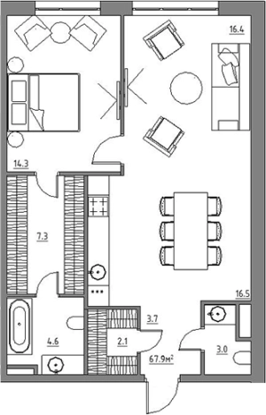 Купить двухкомнатную квартиру в районе Расторгуево в Видном. Вариант № 3573327, 0, площадь -  квм, цена 11970974 рублей