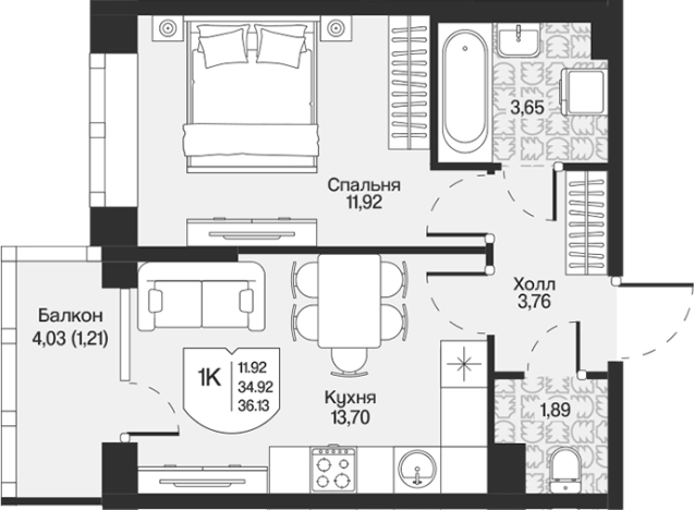 Купить однокомнатную квартиру на улице Малый проспект в Ленинградской области. Вариант № 7979689, 0, площадь -  квм, цена 8211140 рублей