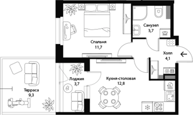 . Вариант № 7829725, 0, площадь - 32.36 квм, цена 8547000 рублей