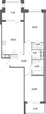 . Вариант № 6261050, 0, площадь - 63.47 квм, цена 29291405 рублей