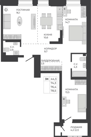 Купить трехкомнатную квартиру на улице Тесла в Новосибирской области. Вариант № 7627510, 0, площадь -  квм, цена 11704480 рублей
