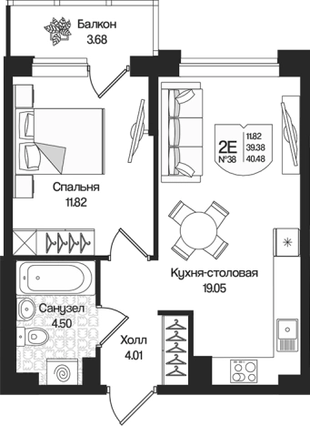 Купить двухкомнатную квартиру в новостройках у метро Парнас в Ленинградской области. Вариант № 7261617, 0, площадь - квм, цена 8931796 рублей