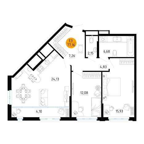 Купить квартиру в новостройках в ЖК Смарт квартал «Центральный» в Рязани. Вариант № 153937, 0, площадь -  квм, цена 9256885 рублей