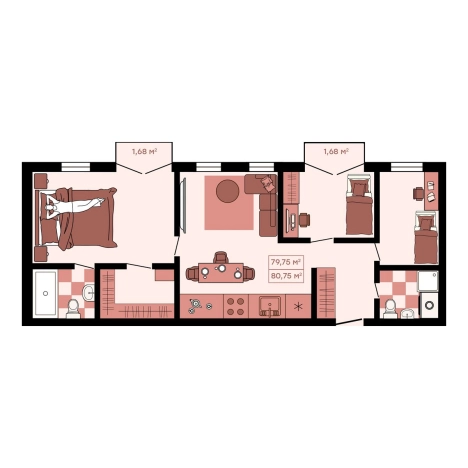 Купить двухкомнатную квартиру в ЖК Клубный в Владивостоке. Вариант № 6059032, 0, площадь -  квм, цена 12090925 рублей
