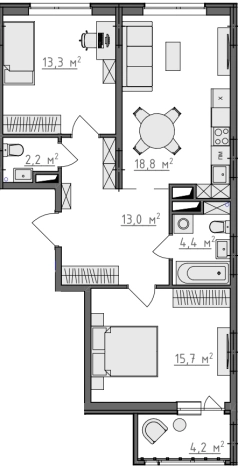 Купить двухкомнатную квартиру в районе Октябрьский в Владимире. Вариант № 156197, 0, площадь -  квм, цена 7634000 рублей