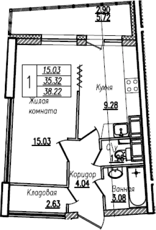 Купить однокомнатную квартиру в новостройках у метро Проспект Просвещения в Санкт-Петербурге. Вариант № 67487, 0, площадь -  квм, цена 9789441 рублей