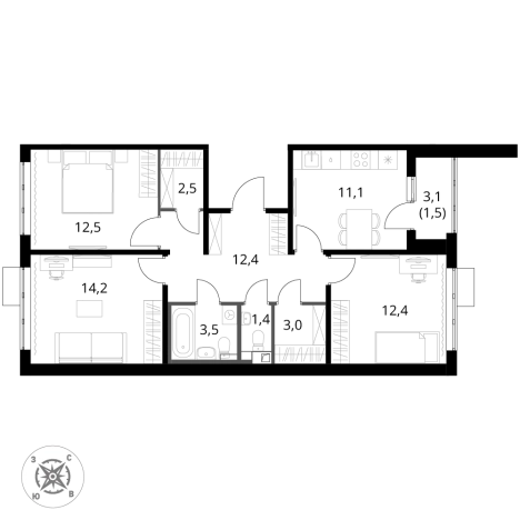 Купить трехкомнатную квартиру у метро Пятницкое шоссе в Химках. Вариант № 9825344, 0, площадь -  квм, цена 21627350 рублей