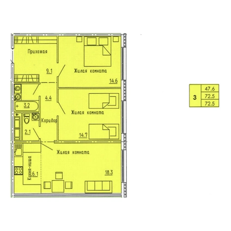 Купить трехкомнатную квартиру на вторичке в ЖК Жилой комплекс "Лугометрия" в Пензе. Вариант № 69314, 0, площадь -  квм, цена 6960000 рублей