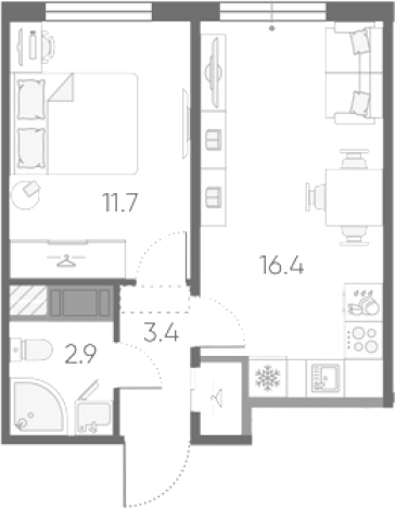 Купить двухкомнатную квартиру в ЖК Октябрьская набережная в Санкт-Петербурге. Вариант № 7254908, 0, площадь -  квм, цена 8702099 рублей
