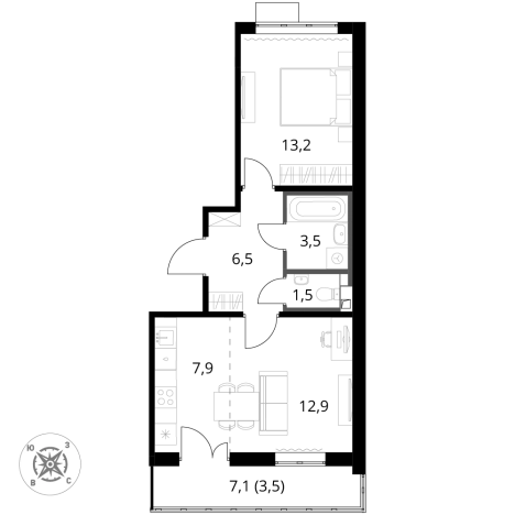 Купить двухкомнатную квартиру в ЖК 1-й Шереметьевский в Химках. Вариант № 9825346, 0, площадь -  квм, цена 16189600 рублей