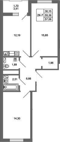 Купить двухкомнатную квартиру в новостройках у метро Девяткино в Ленинградской области. Вариант № 7791046, 0, площадь -  квм, цена 8901360 рублей